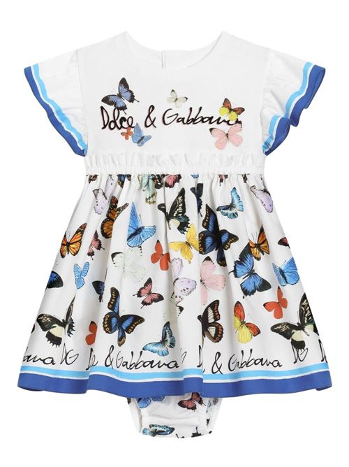 Abito neonata con farfalle Dolce & Gabbana Kids | L2JD9PG7O0MS9000